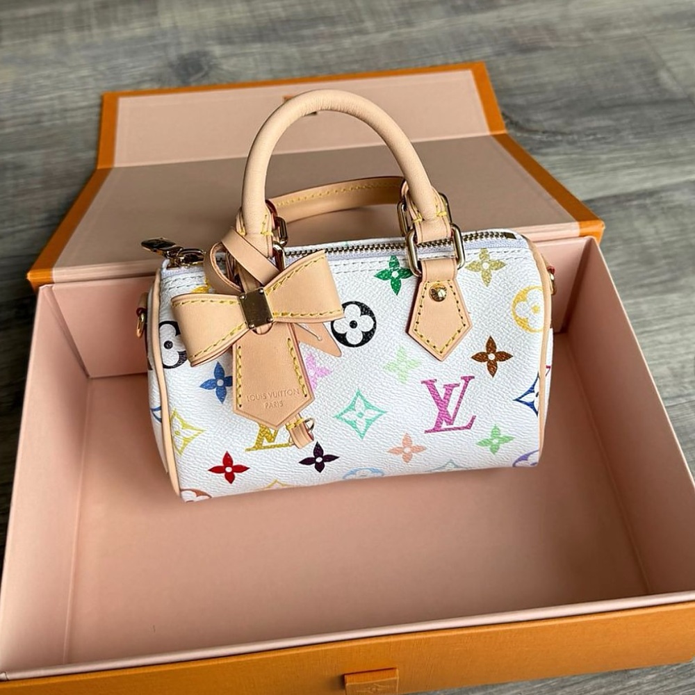 Louis Vuitton White Mini Bag with Iconic Monogram